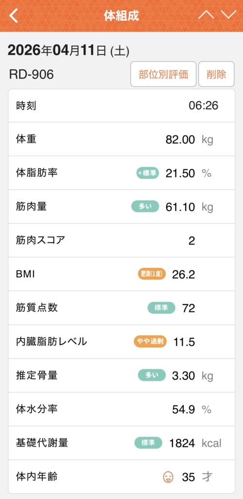 スキマ筋トレ 結果 82kg